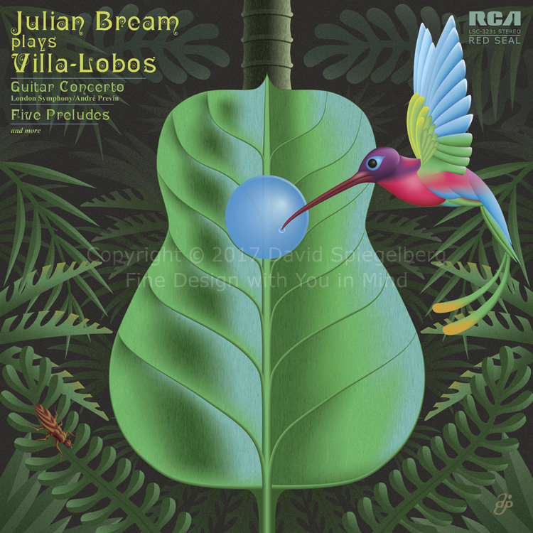 1971 RCA Records album 'Julian Bream Plays Villa-Lobos' cover, painting by Don Punchatz.
